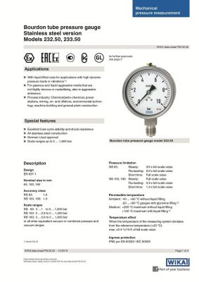 đồng hồ đo áp suất Wika